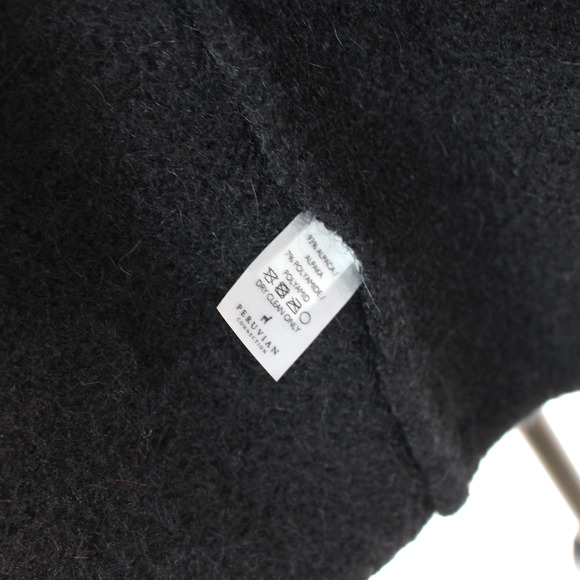 Peruvian Connection Black Hooded Knit Oversized Alpaca Blanket Coat M/L Jacket - Picture 7 of 7